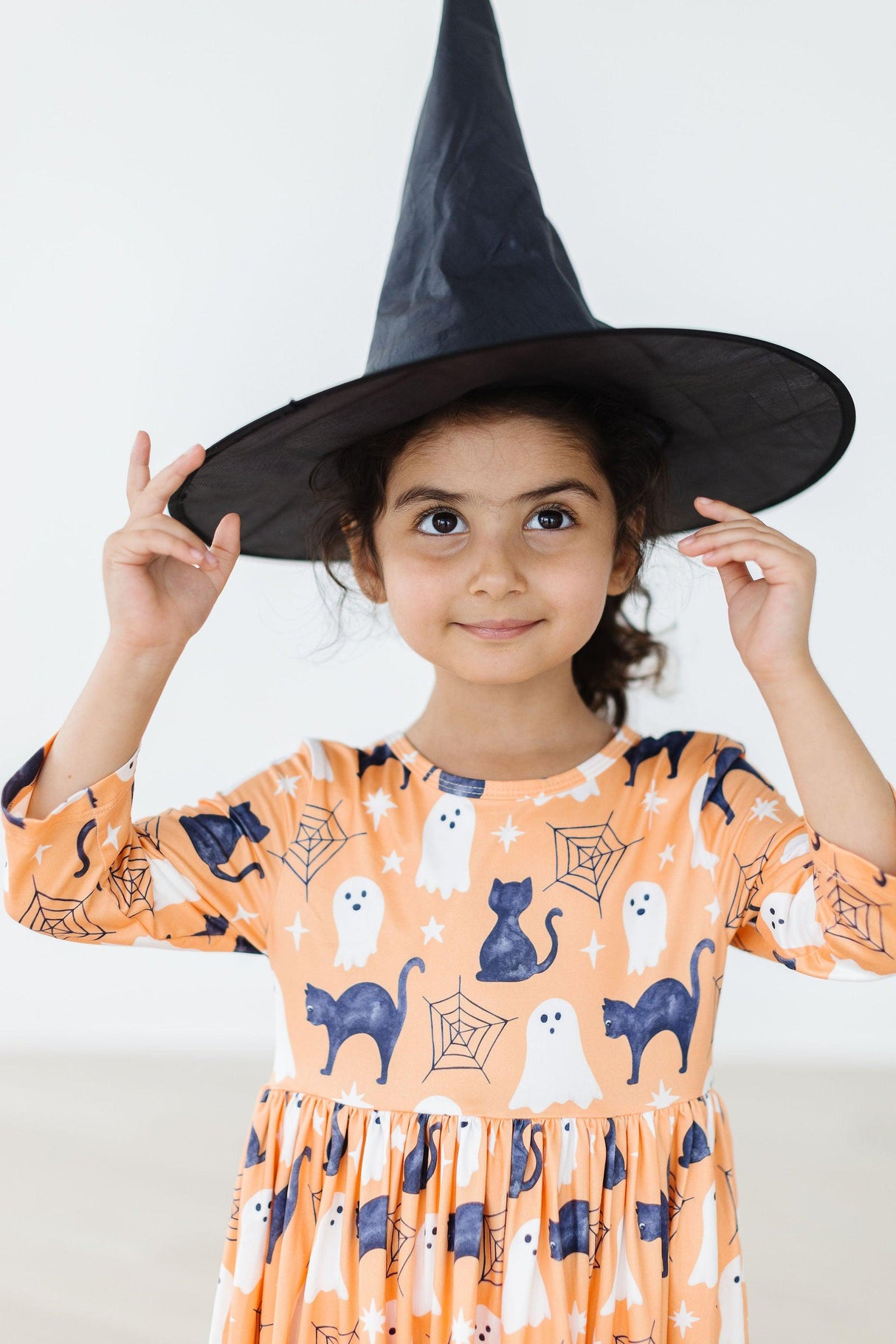 Spooky Kitty 3/4 Sleeve Pocket Twirl Dress