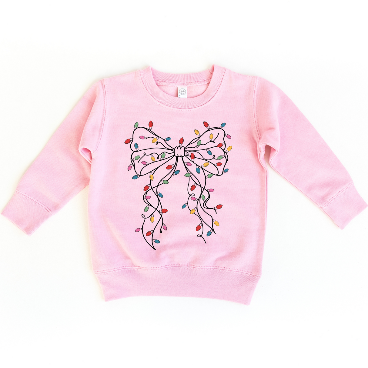 Coquette Bow Christmas Lights Sweater