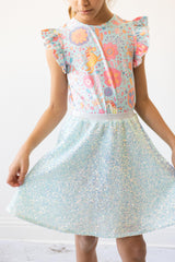 Aqua Sequin Twirl Skirt