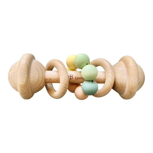 Eco-Friendly Rattle | Organic Beechwood Silicone Toy - Pastel - HoneyBug 