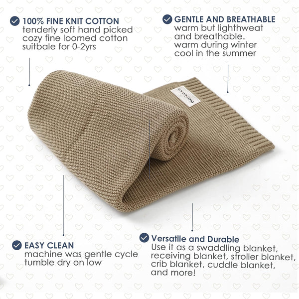 Organic Cotton Luxury Knit Baby Swaddle Blanket - Butter Cream