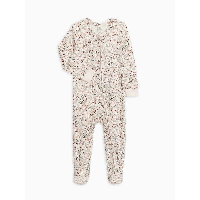 Peyton Zipper Sleeper - Hailey Floral / Fawn - HoneyBug 