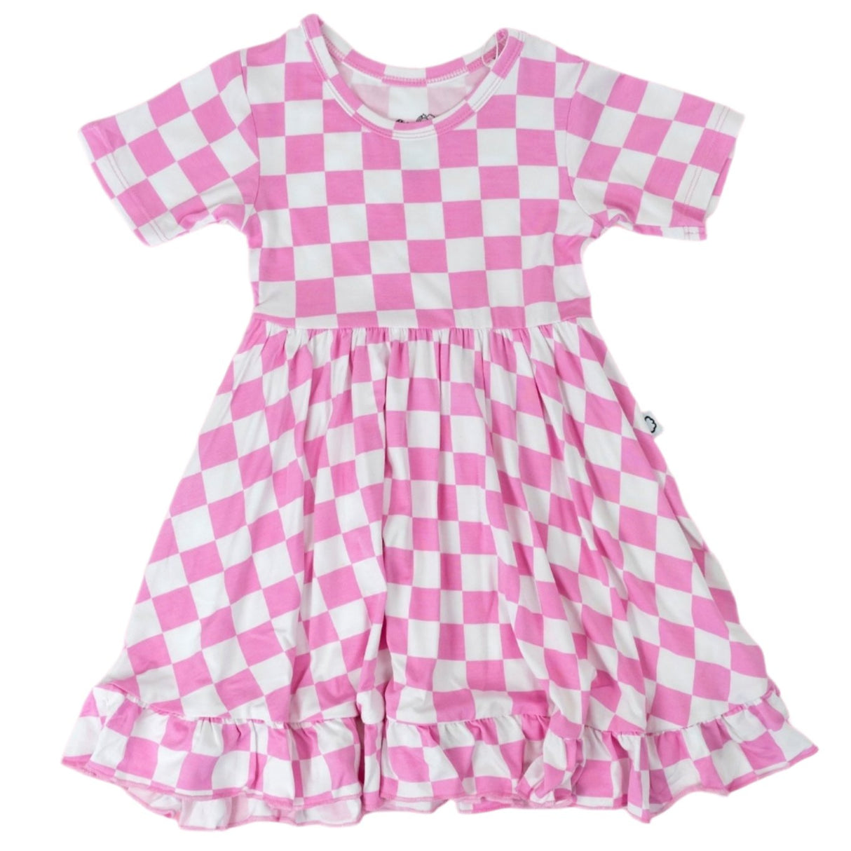 BUBBLEGUM CHECKERS DREAM RUFFLE DRESS