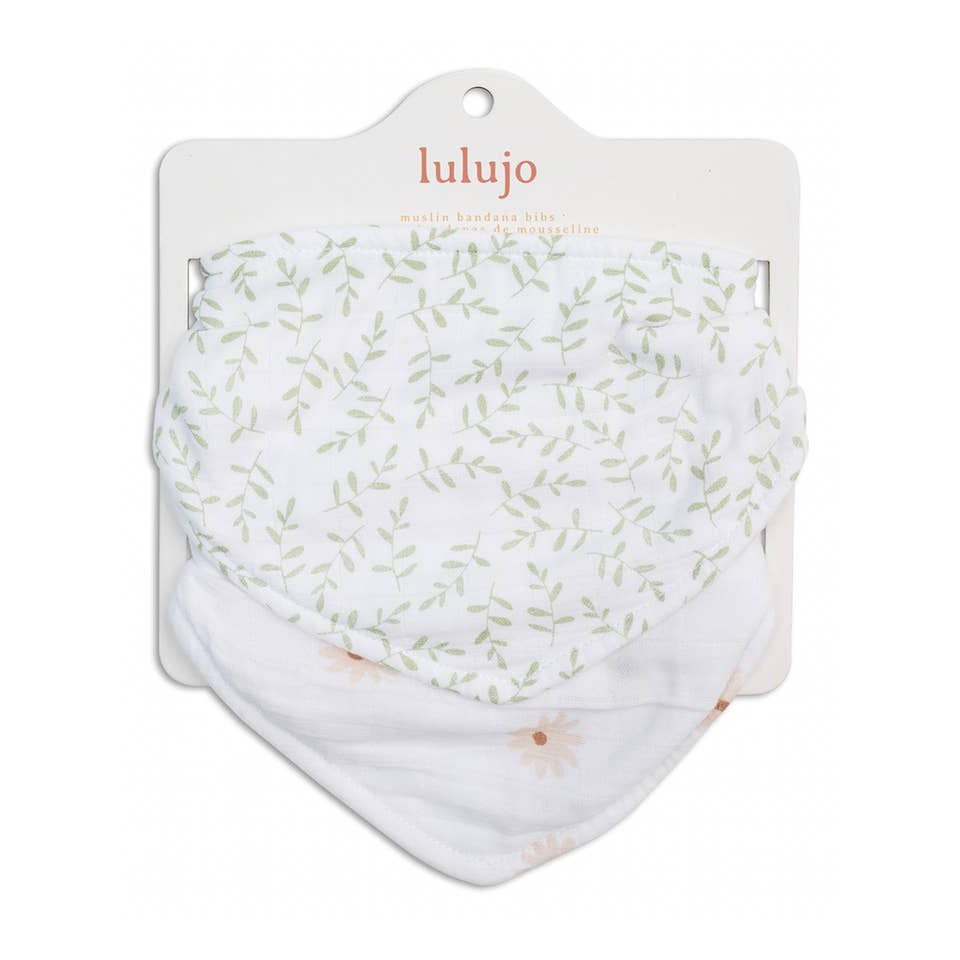 Bandana Bibs 2-pack  - Daisy / Greenery - HoneyBug 