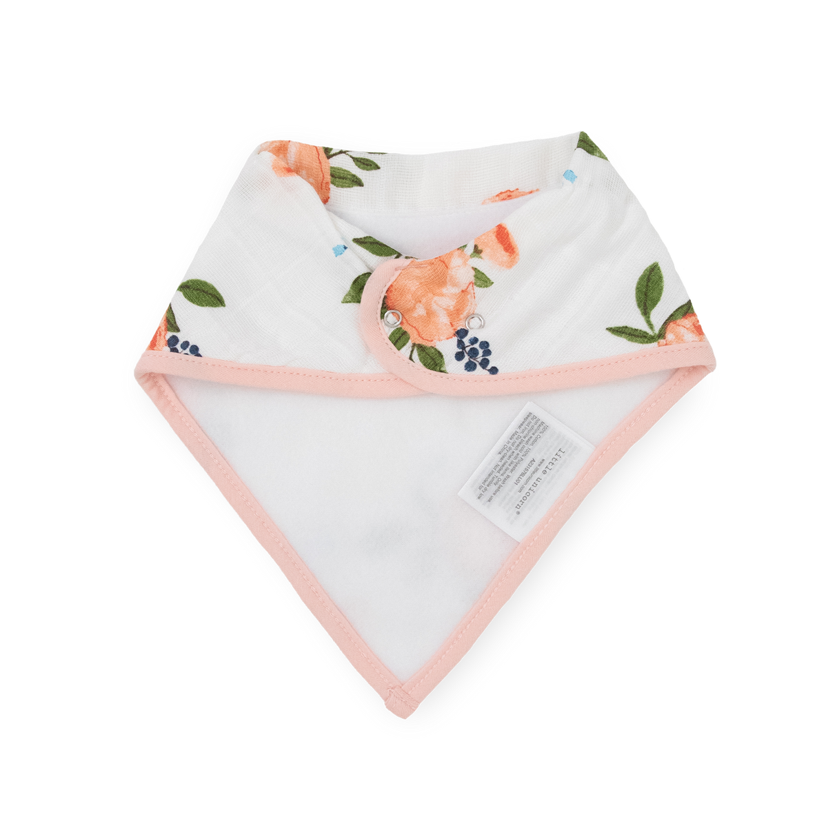 Cotton Muslin + Fleece Bandana Bib 4 Pack - Watercolor Roses