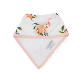 Cotton Muslin + Fleece Bandana Bib 4 Pack - Watercolor Roses