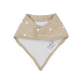 Cotton Muslin + Fleece Bandana Bib 4 Pack - Taupe Cross