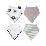 Cotton Muslin + Fleece Bandana Bib 4 Pack - Planetary