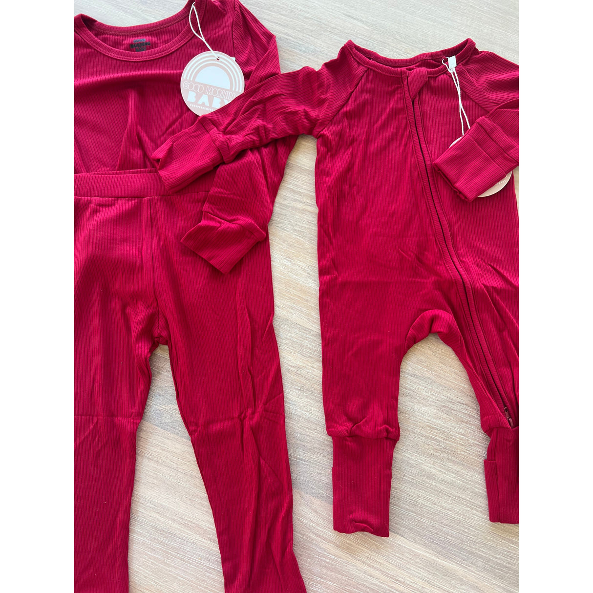 Ribbed Red Bamboo Jammies - HoneyBug 