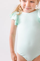 Pastel Green S/S Flutter Sleeve Leotard