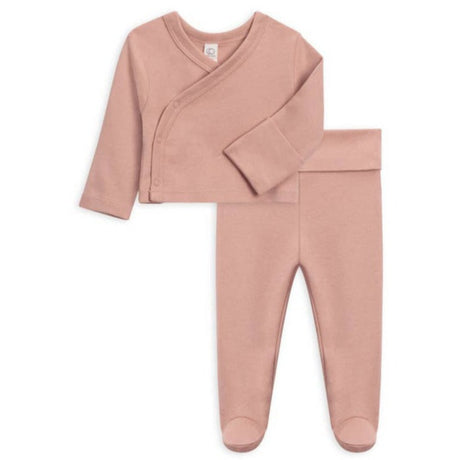 Kimono Wrap Top + Footed Pant Set - Blush - HoneyBug 