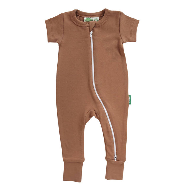 Essential Basics '2-Way' Zip Romper - Caramel Brown - HoneyBug 