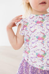 Rainbow Kitties S/S Ruffle Tee