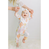 Ruffle-Yoke Romper - Amelia on White  100% Pima Cotton by Feather Baby - HoneyBug 