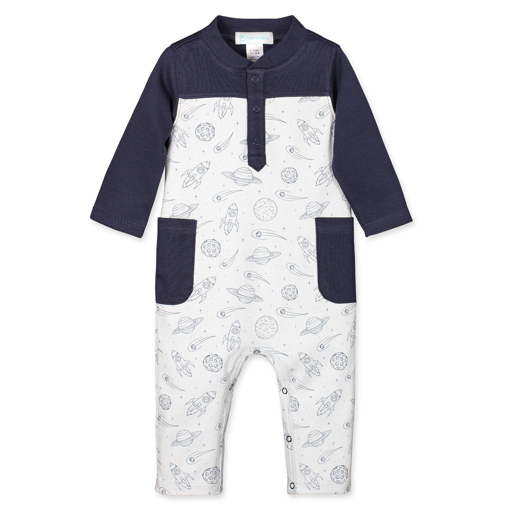 2-Tone Romper - Asteroids  100% Pima Cotton by Feather Baby - HoneyBug 