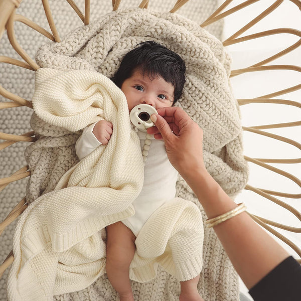 Organic Cotton Luxury Knit Baby Swaddle Blanket - Sky Blue