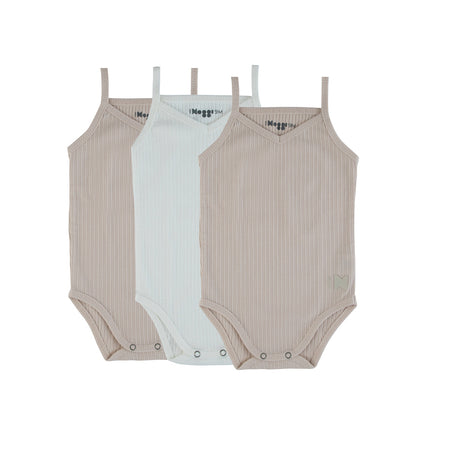 Ribbed Taupe + White (Three Pack) - HoneyBug 