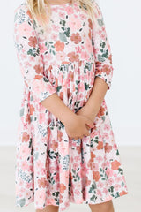 Fall Floral 3/4 Sleeve Pocket Twirl Dress