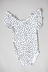 Scattered Dot S/S Flutter Sleeve Leotard