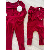 Ribbed Red Bamboo Jammies - HoneyBug 