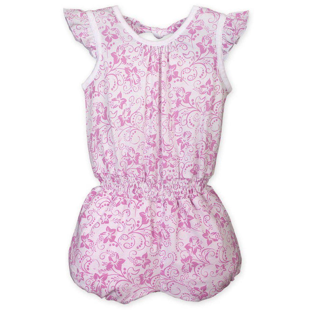 Tie Romper - Daffodil - Hot Pink on White  100% Pima Cotton by Feather Baby - HoneyBug 