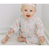 Hand-Smocked Romper - Layla on White  100% Pima Cotton by Feather Baby - HoneyBug 