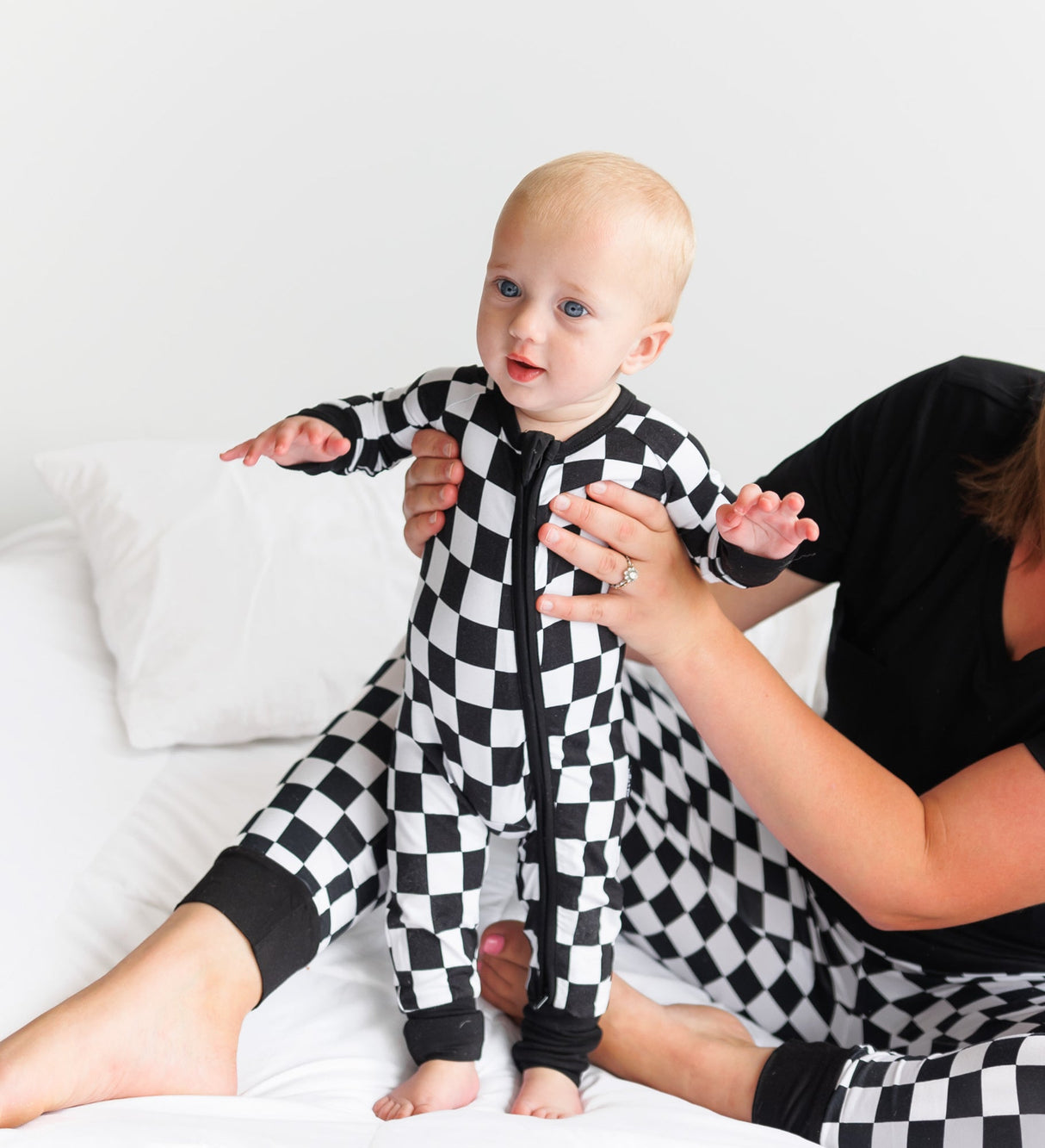 Zip Romper - B+W Checkered