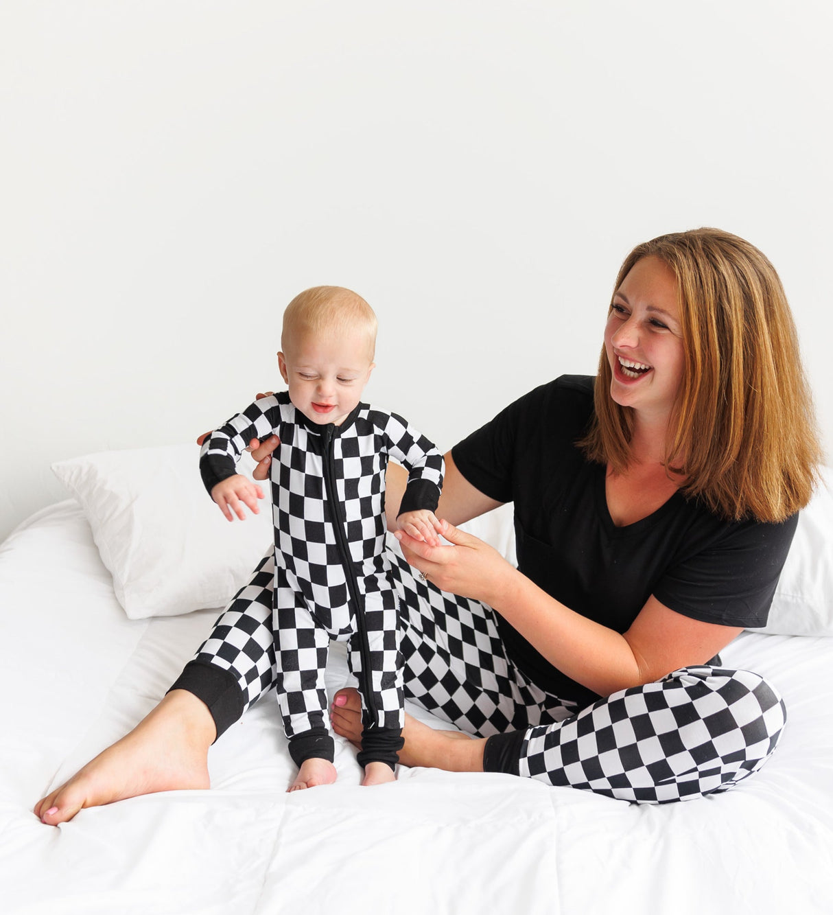 Zip Romper - B+W Checkered