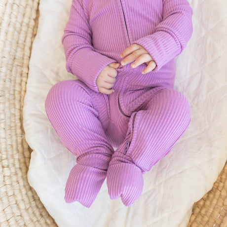 ZIP ROMPER - Lilac Ribbed