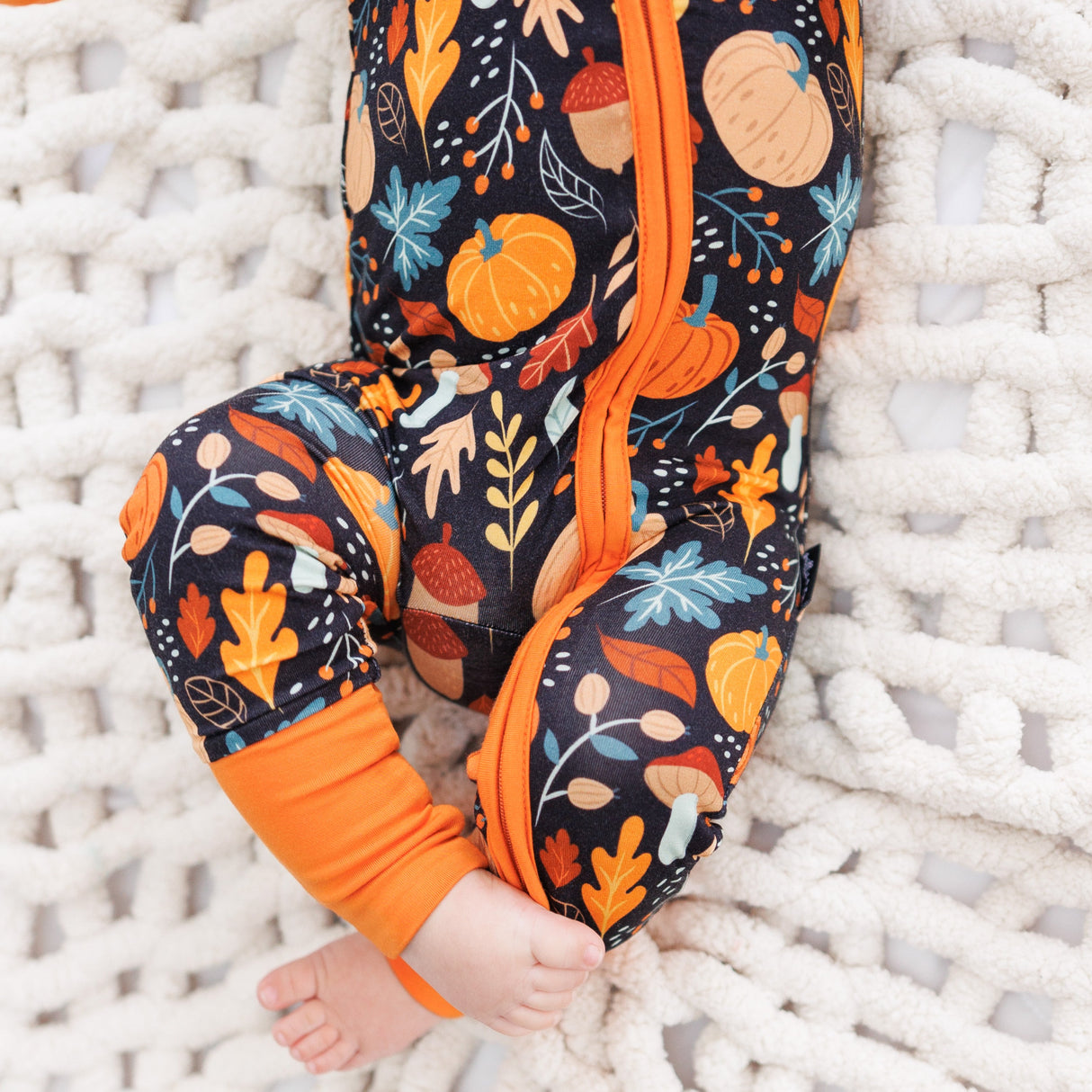 ZIP ROMPER - Pumpkin Leaves