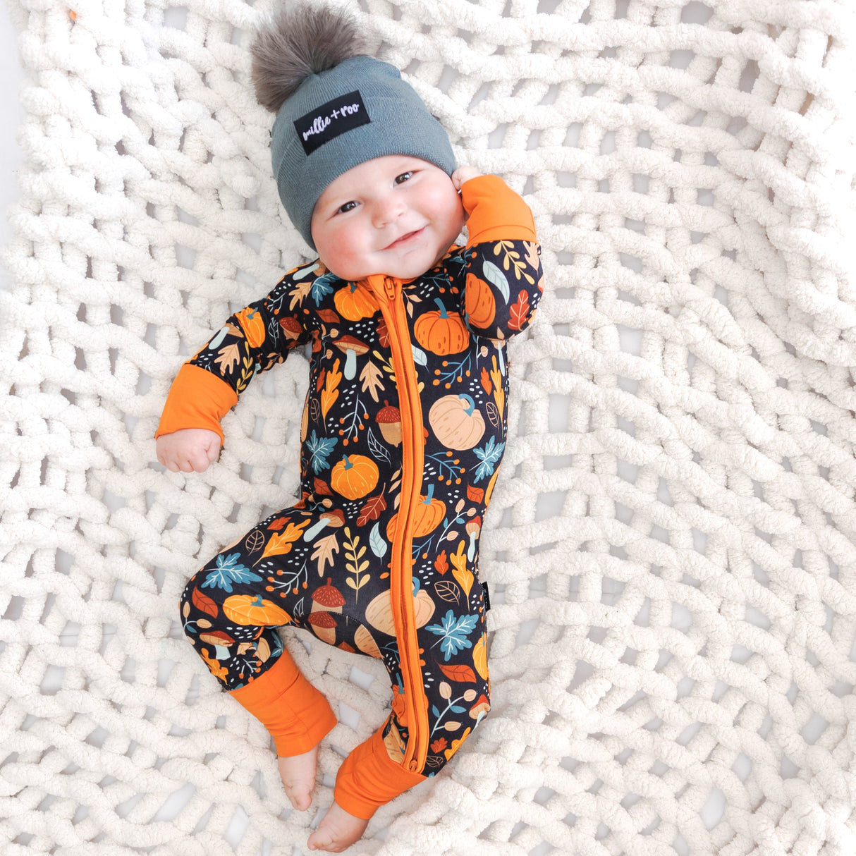 ZIP ROMPER - Pumpkin Leaves