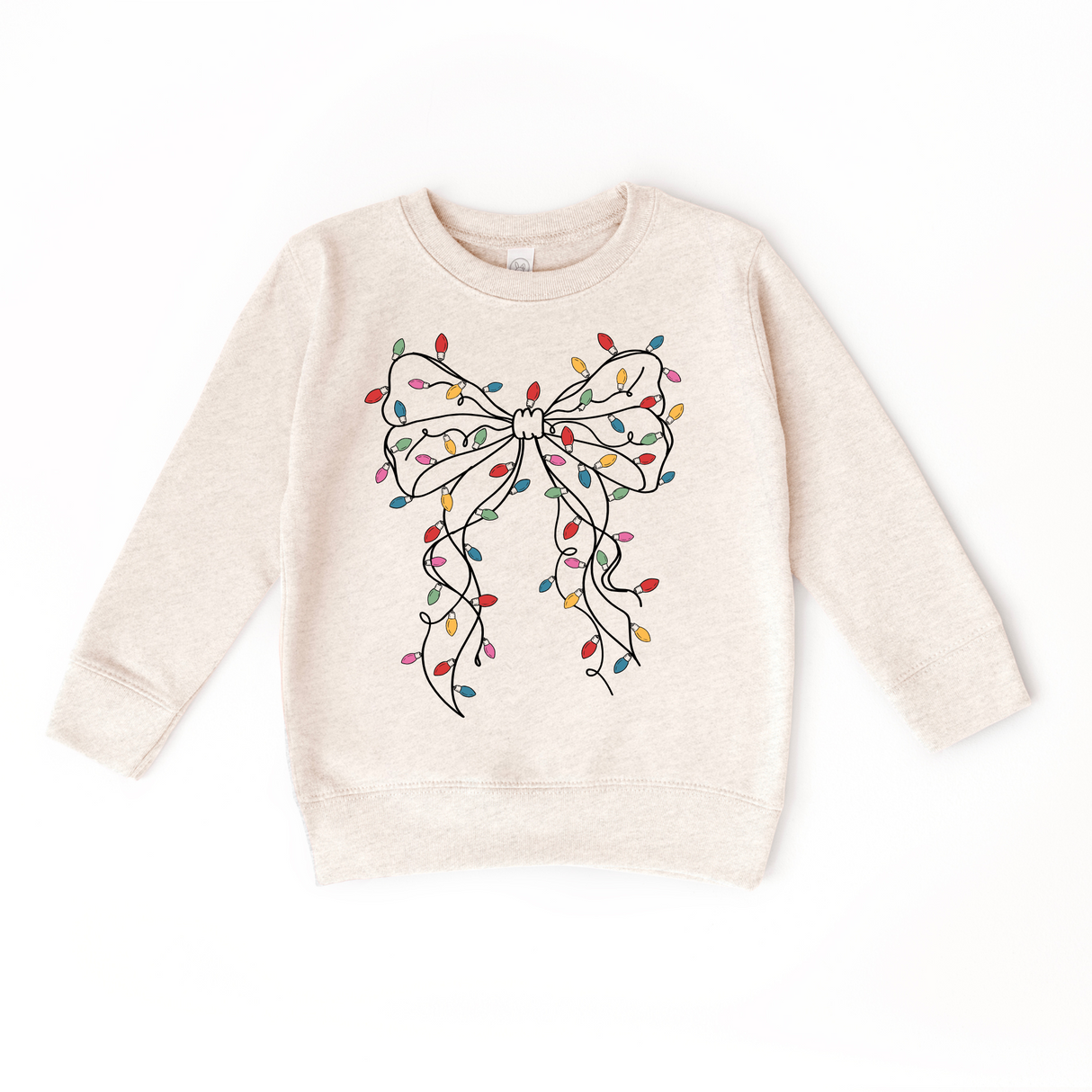 Coquette Bow Christmas Lights Sweater