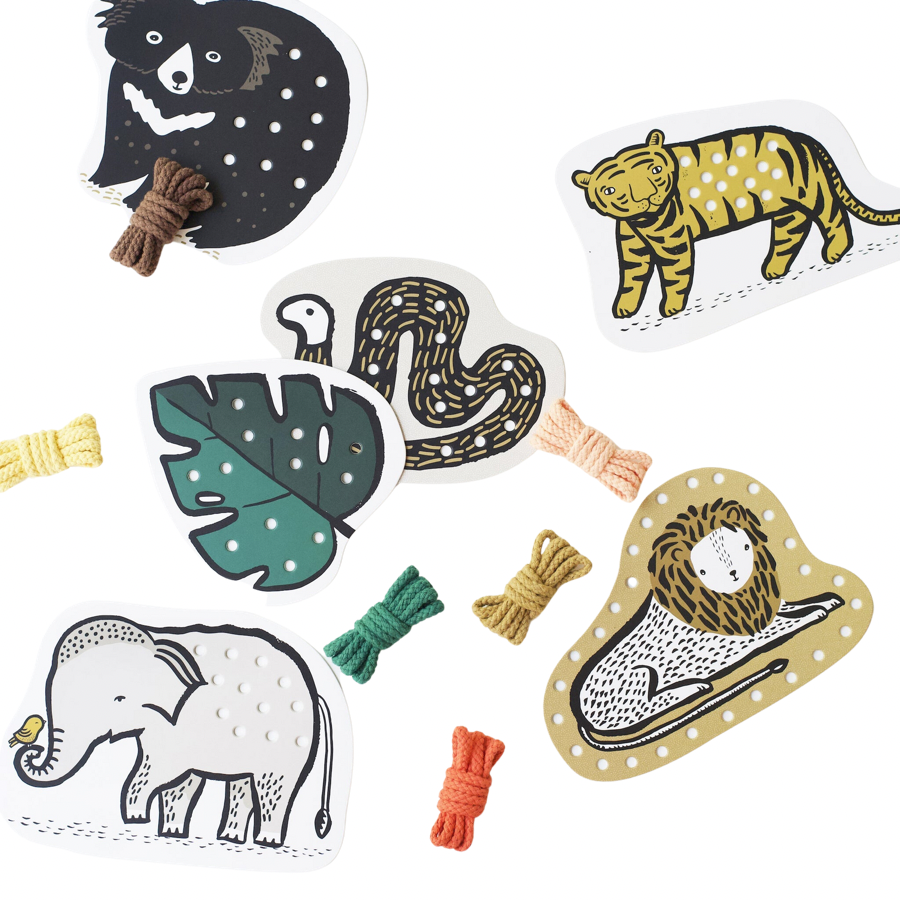 Lacing Cards - Jungle Animals - HoneyBug 