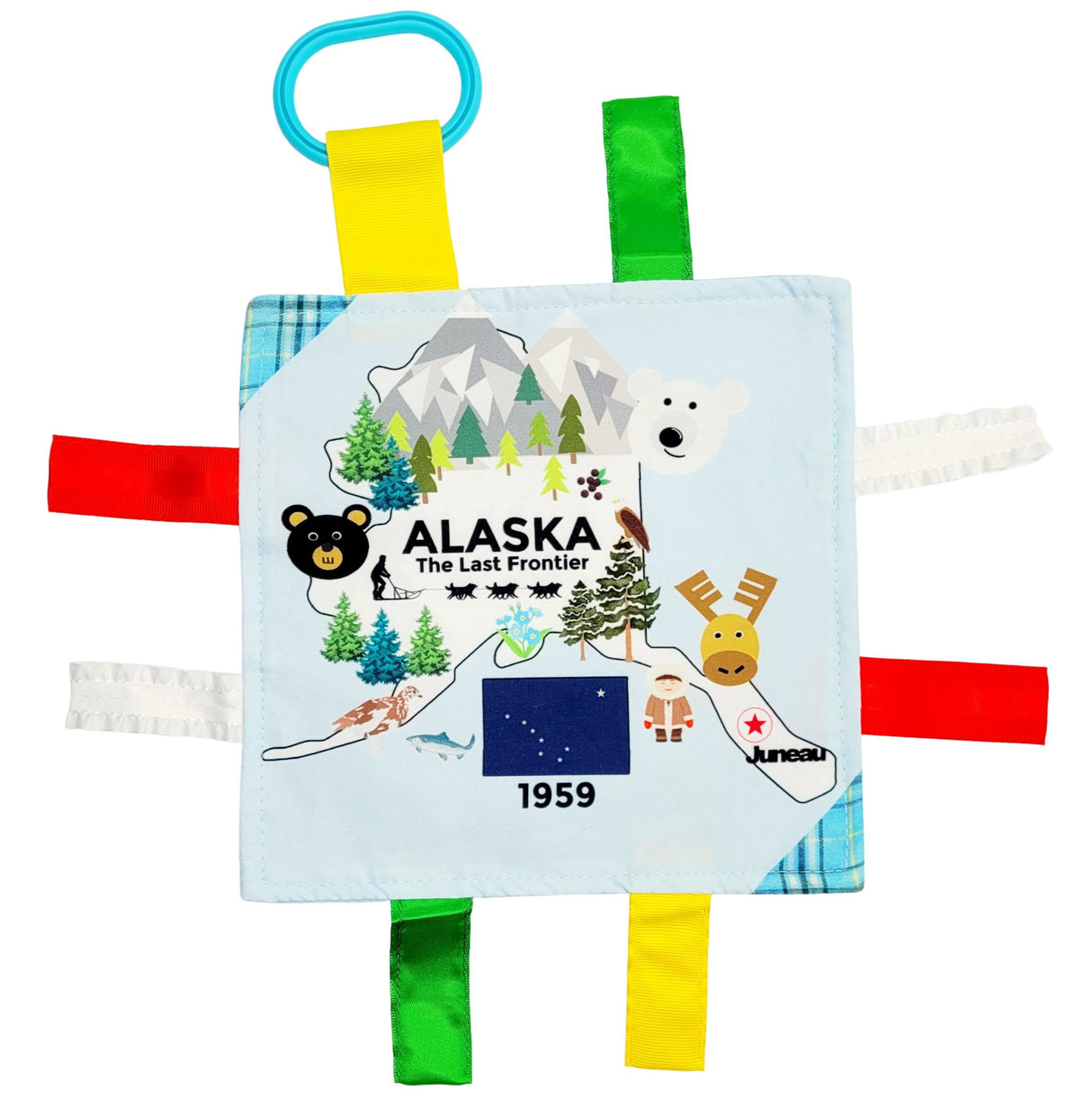 Alaska State Tag Toy Crinkle Square That Teaches Facts