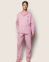 Men's Twill Pajama Set in Antique Red Ticking