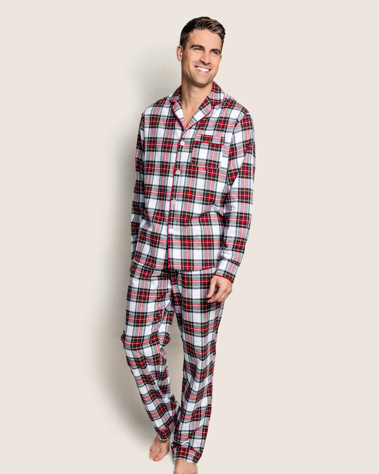 Men's Brushed Cotton Pajama Set in Balmoral Tartan