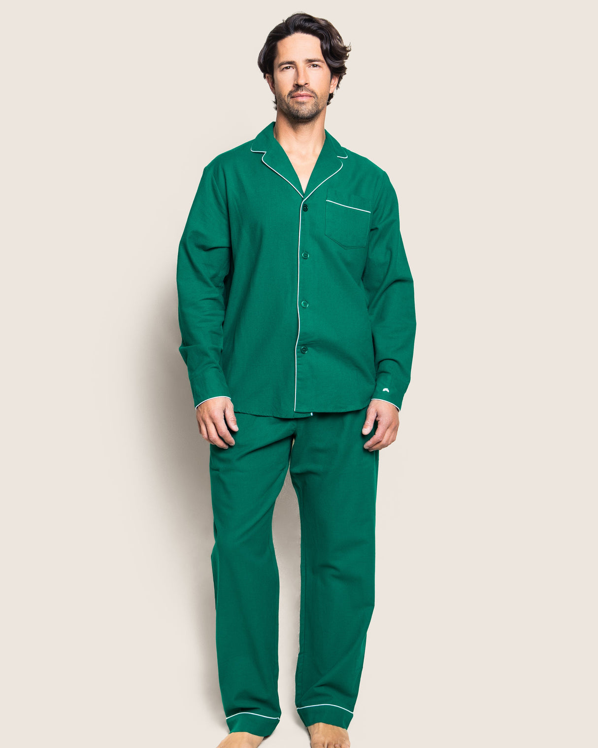 Men's Flannel Pajama Set in Forest Green