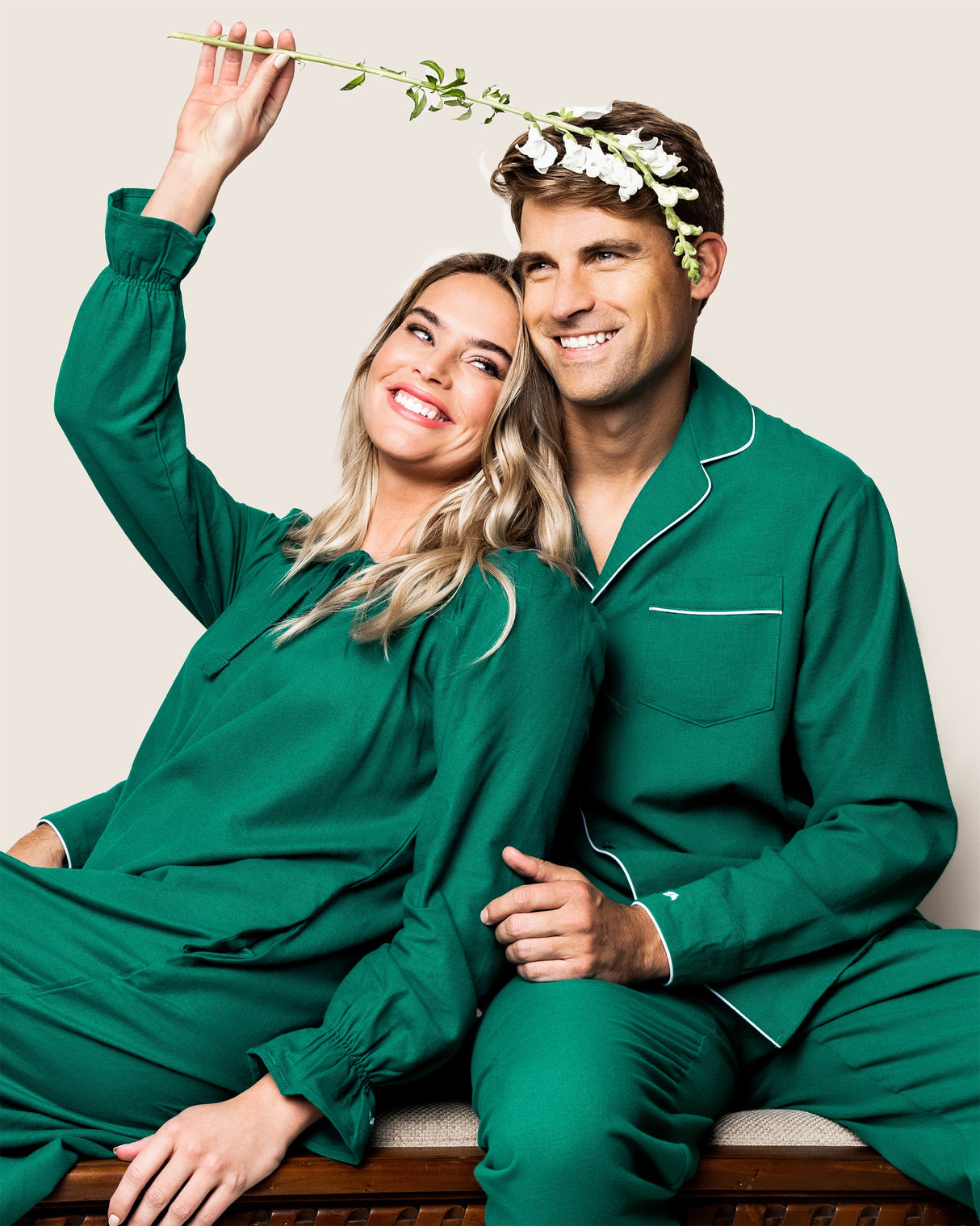 Men's Flannel Pajama Set in Forest Green