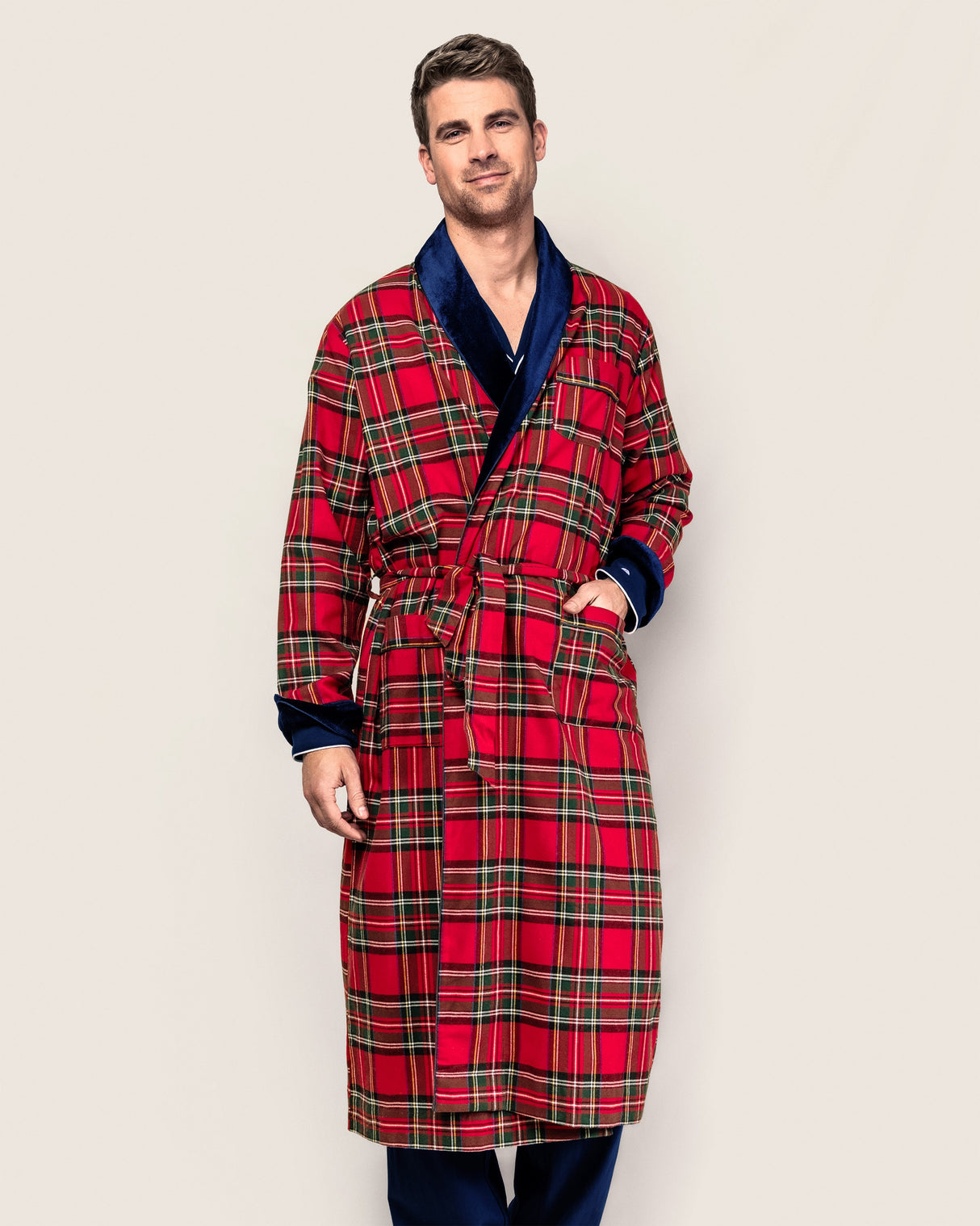 Men's Brushed Cotton Velvet Robe in Imperial Tartan