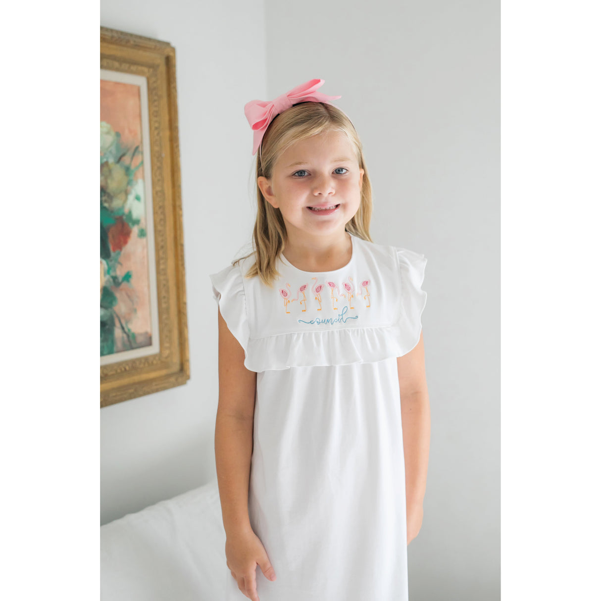 Piper Girls' Pima Cotton Dress - White - HoneyBug 