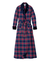 Women's Long Robe with Velvet Trim in Windsor Tartan