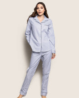 Women's Twill Pajama Set in Navy French Ticking