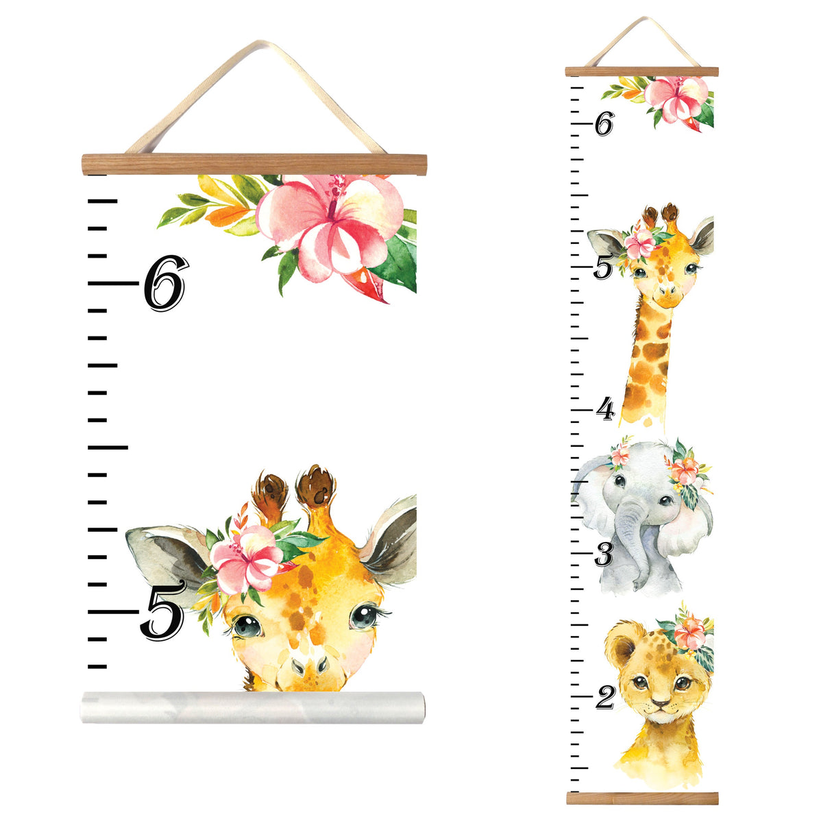 Canvas Kids Growth Chart - Africa Animals