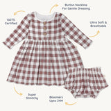 Organic Twirl Dress - Plum Gingham