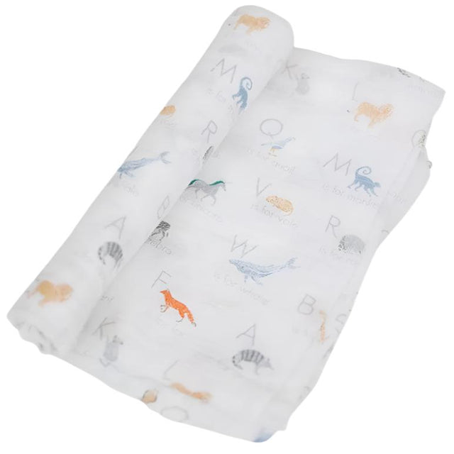 Muslin Swaddle Blanket Oh So Soft Animal Alphabet - HoneyBug 