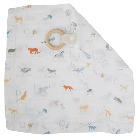 Animal Alphabet Oh So Soft Muslin Teether Blanket - HoneyBug 