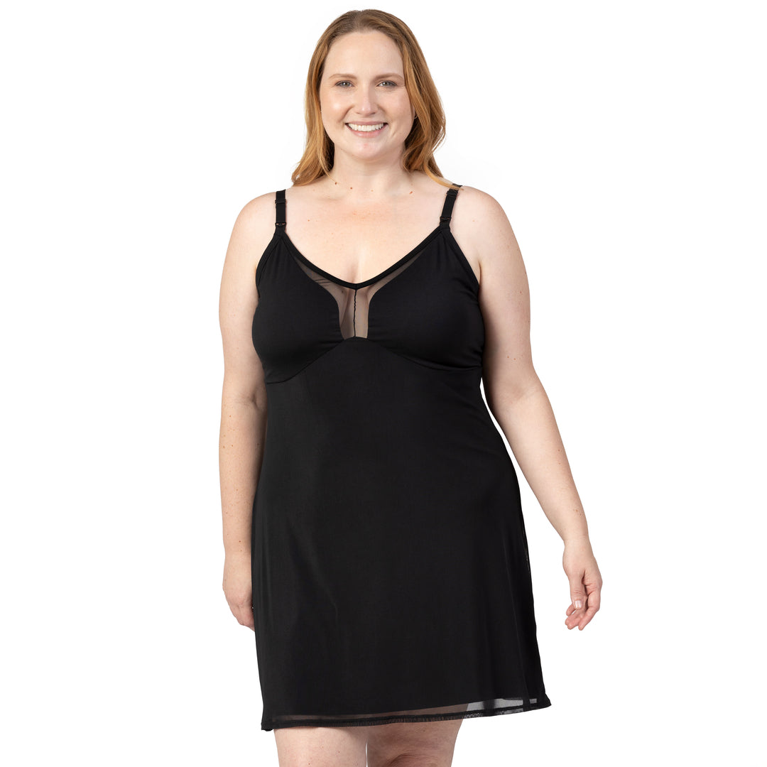 Aurora Mesh Nursing Nightgown | Black - HoneyBug 