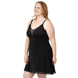 Aurora Mesh Nursing Nightgown | Black - HoneyBug 