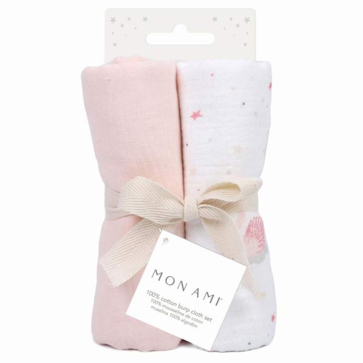 French Swan 2 Pk Burp Cloth Set