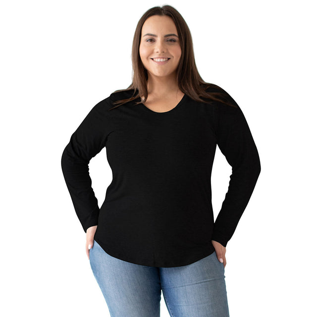 Bamboo Nursing & Maternity Long Sleeve T-shirt | Black - HoneyBug 